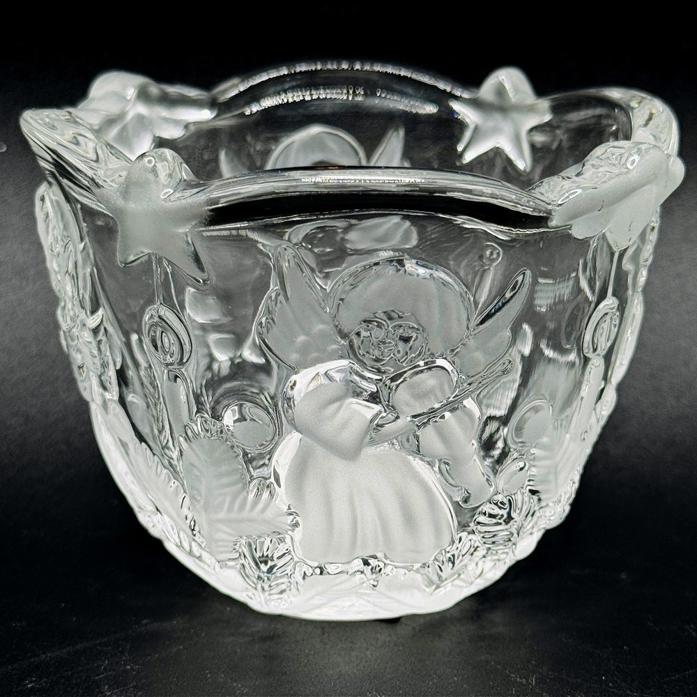 Vintage Mikasa Holiday Lights Crystal Votive Candle Holder Angel Star Germany